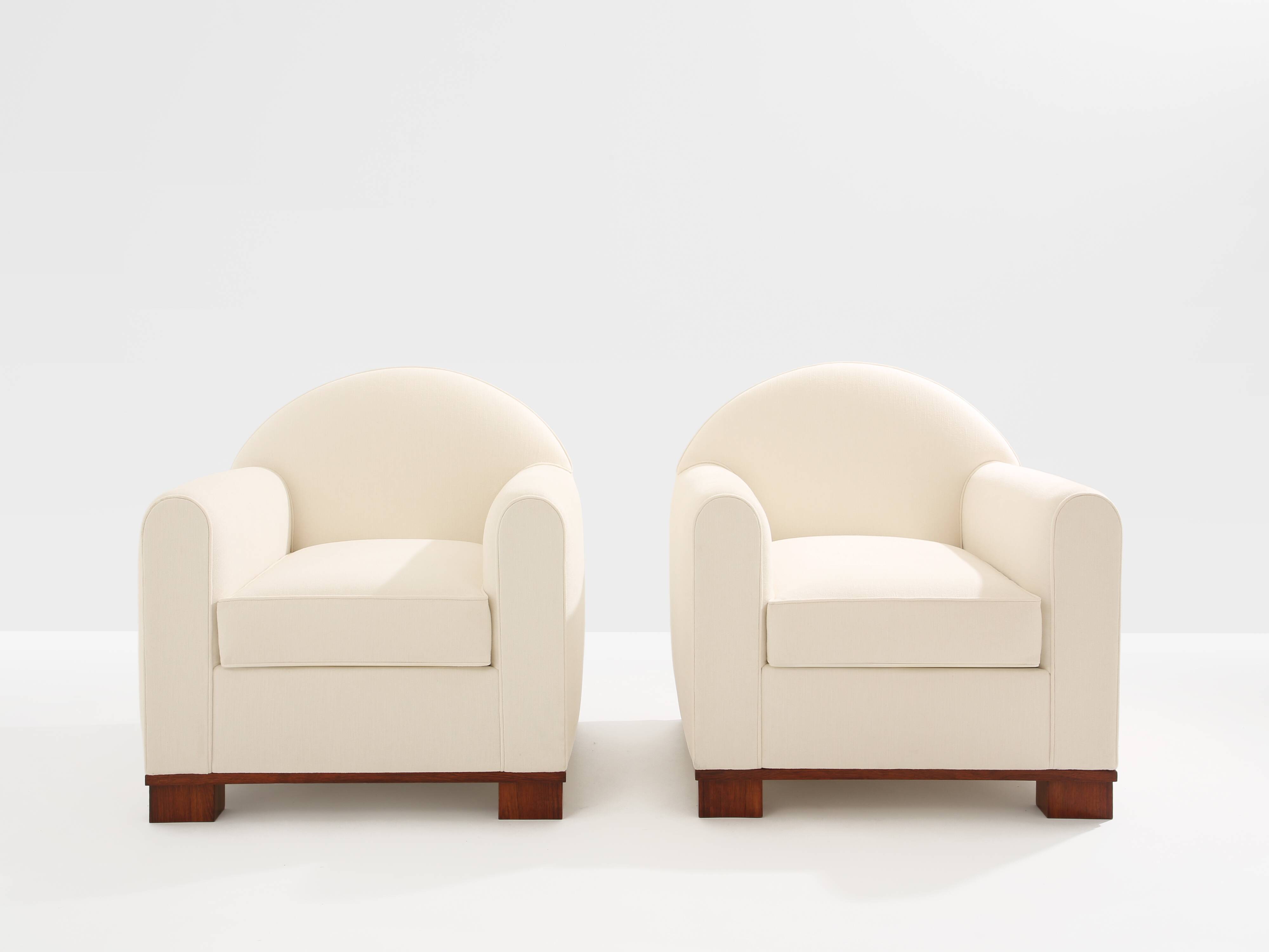 Jacques Adnet pair of modernist club armchairs in rosewood 1931