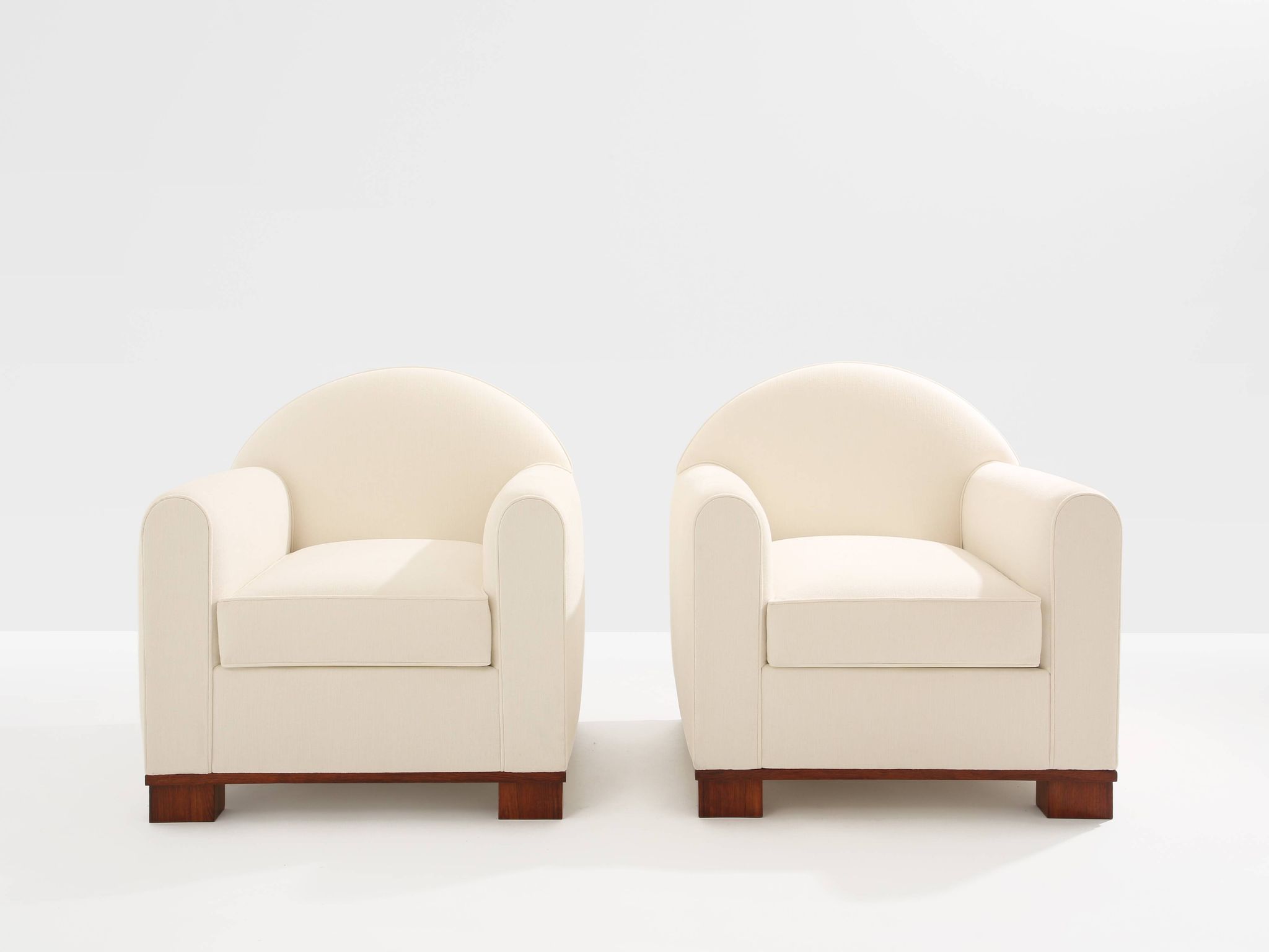 Jacques Adnet pair of modernist club armchairs in rosewood 1931