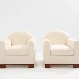 Jacques Adnet pair of modernist club armchairs in rosewood 1931
