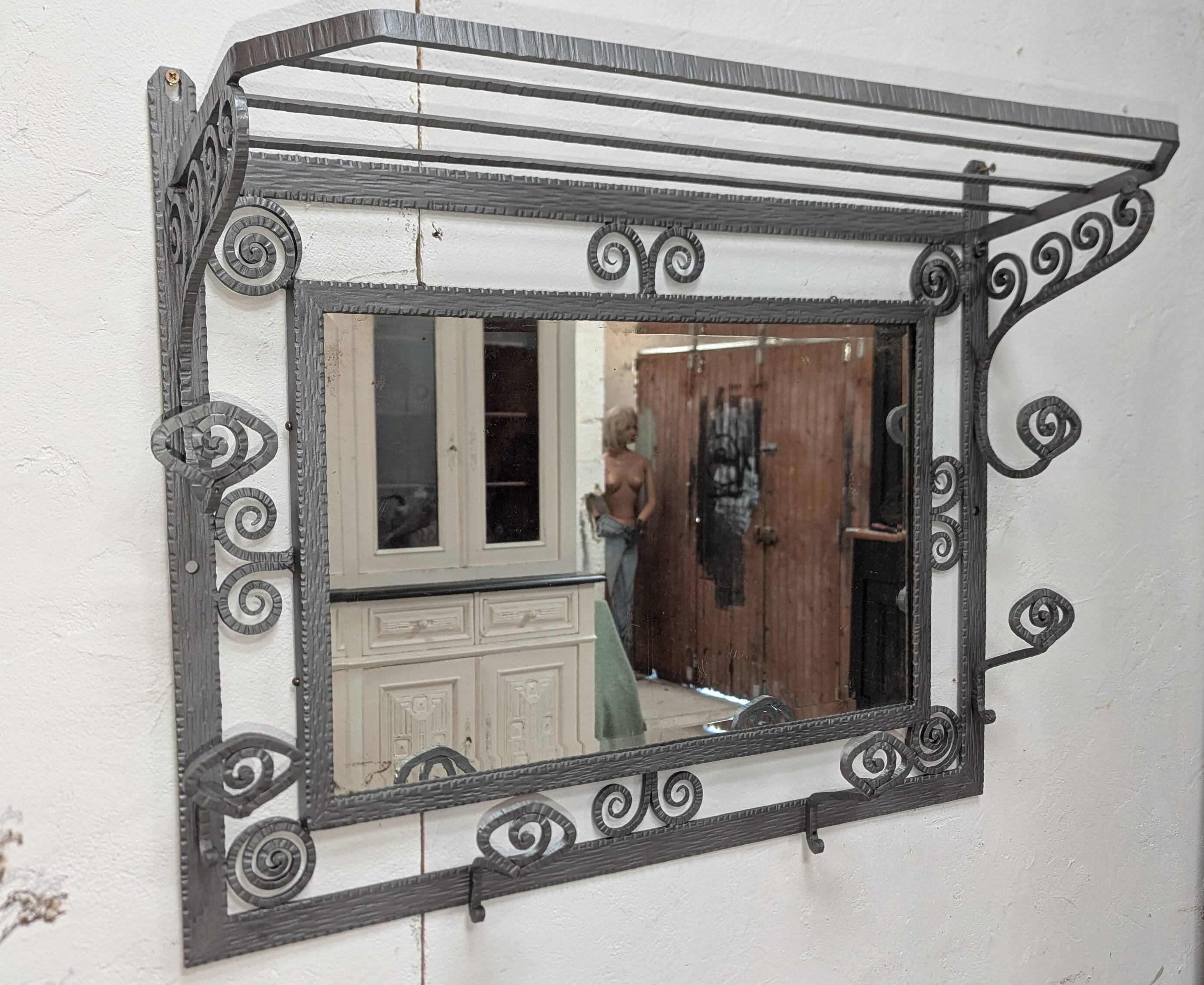 Superbe Porte-manteau Mural Porte Chapeau Art Déco Fer Forgé 1930 20 30