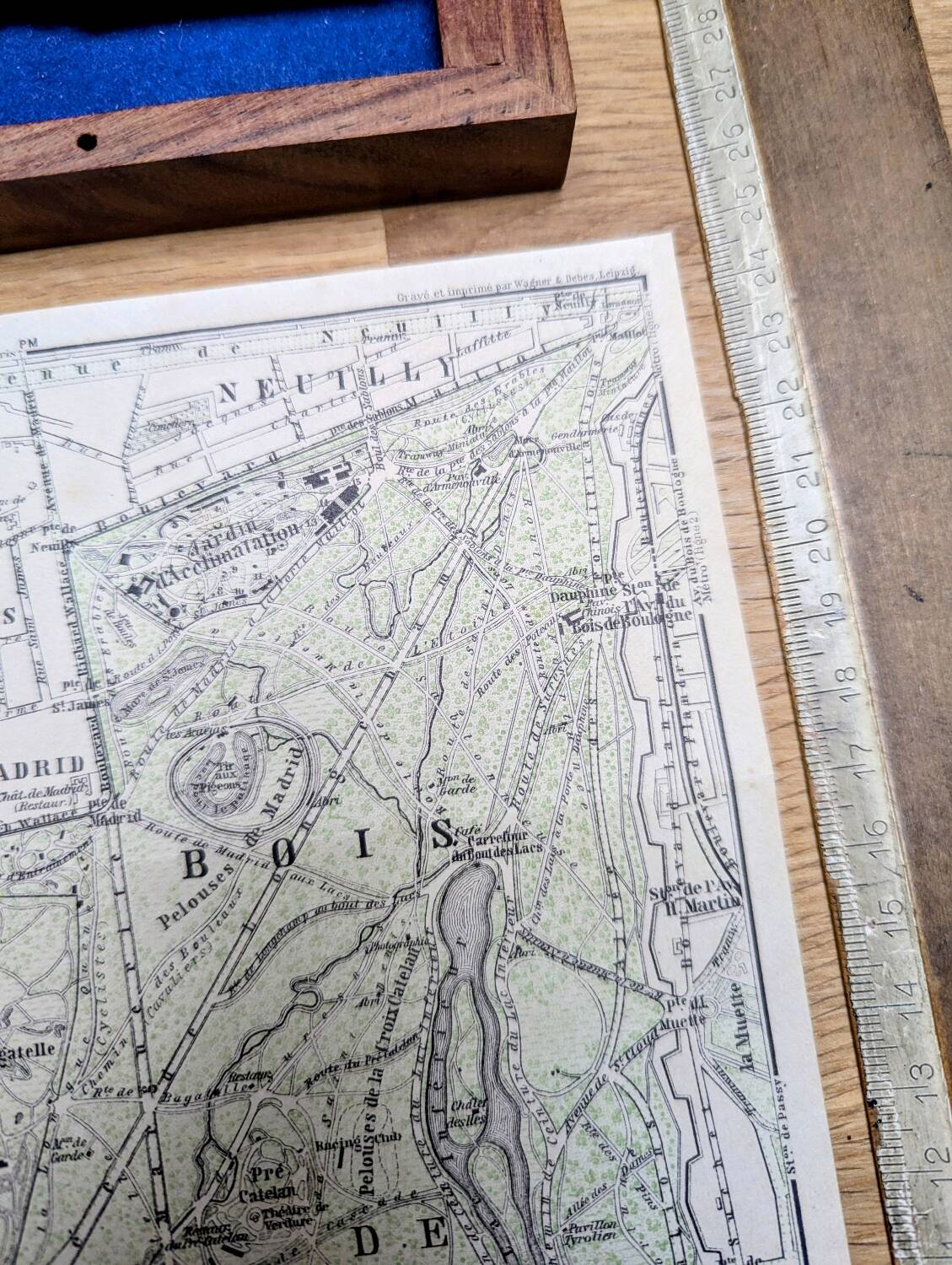 Bois de Boulogne, old map, printed in 1914.