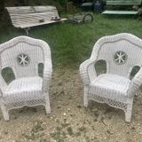 Pair of rattan armchairs