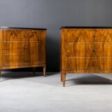 Set of 2 Identical Biedermeier Chests of Drawers, Germany, 19th Century, Wa