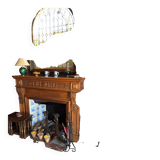 Antique carved wooden fireplace + overmantel – Napoléon III style