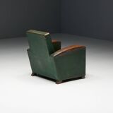 Art Deco Leather Club Chairs, France, 1930s