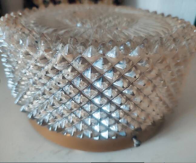 Round ceiling light in the shape of a sun, 1950s glass, vintage.