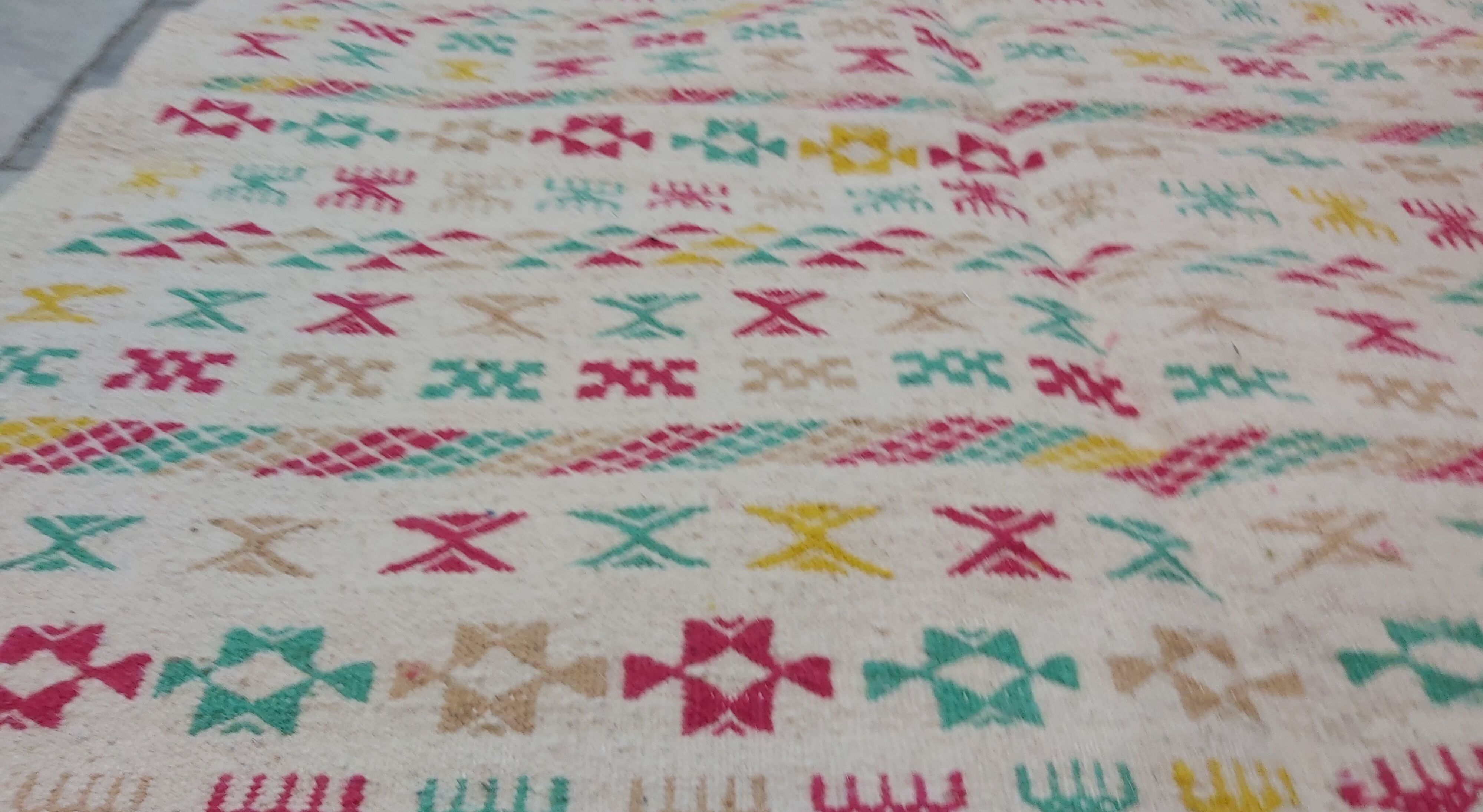 Berber multicolored green red white carpet  180x120cm