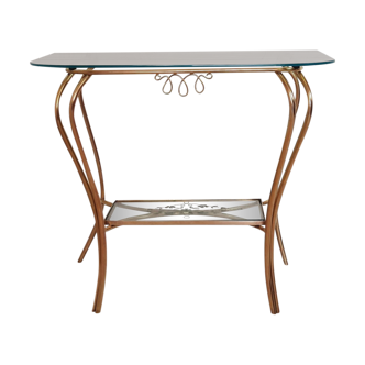 Console - table basse - laiton et verre - vintage.