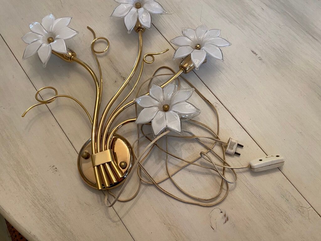 Glass and gold metal wall light