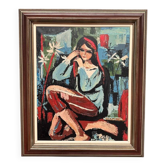 Huile sur toile originale suédoise - "Portrait d'une jeune femme" par M. Costa - Signé - Vintage et encadré - 82,5 × 67,3 cm