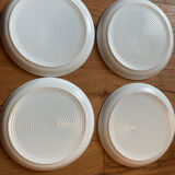 4 white and blue plates Arcopal