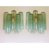 Contemporary green “tronchi” murano glass wall sconce