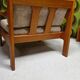 Fauteuil lounge scandinave en teck massif & ottoman 60/70
