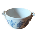 Ceramic tureen from St Uze, France - blue earthenware salad bowl