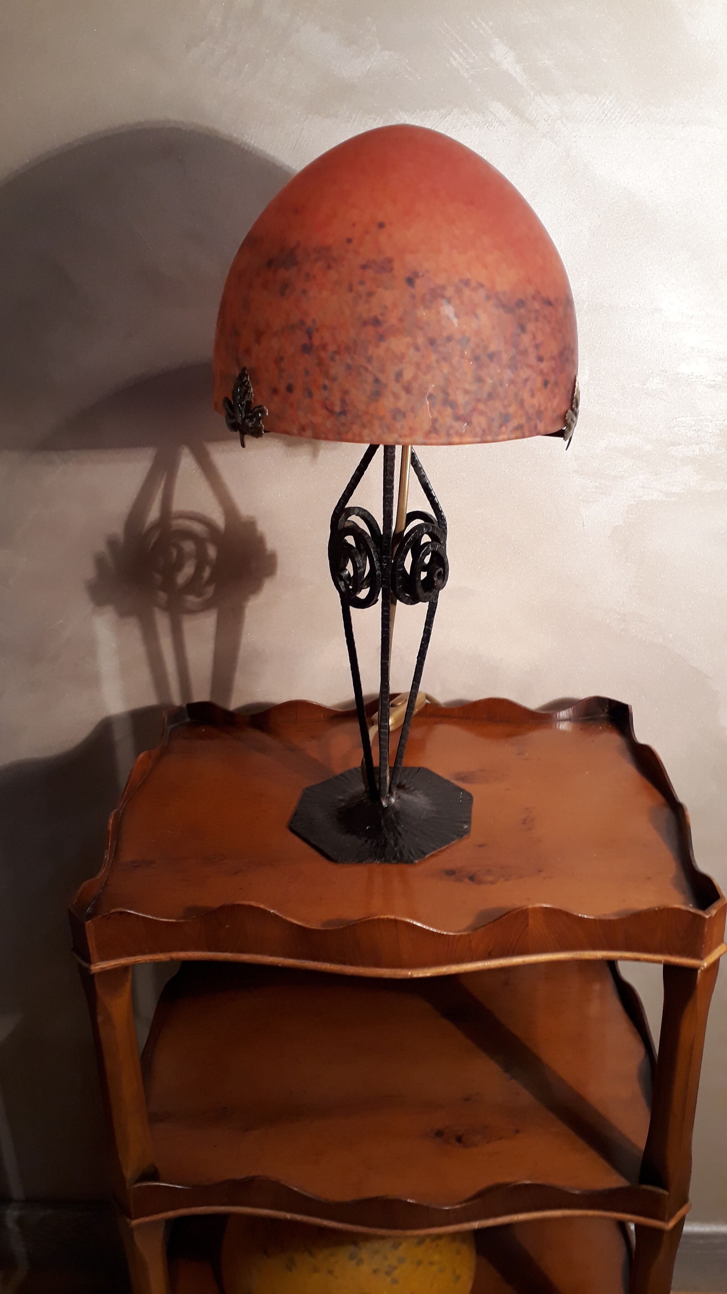 Art Deco lamp glass paste, Muller Freres Luneville