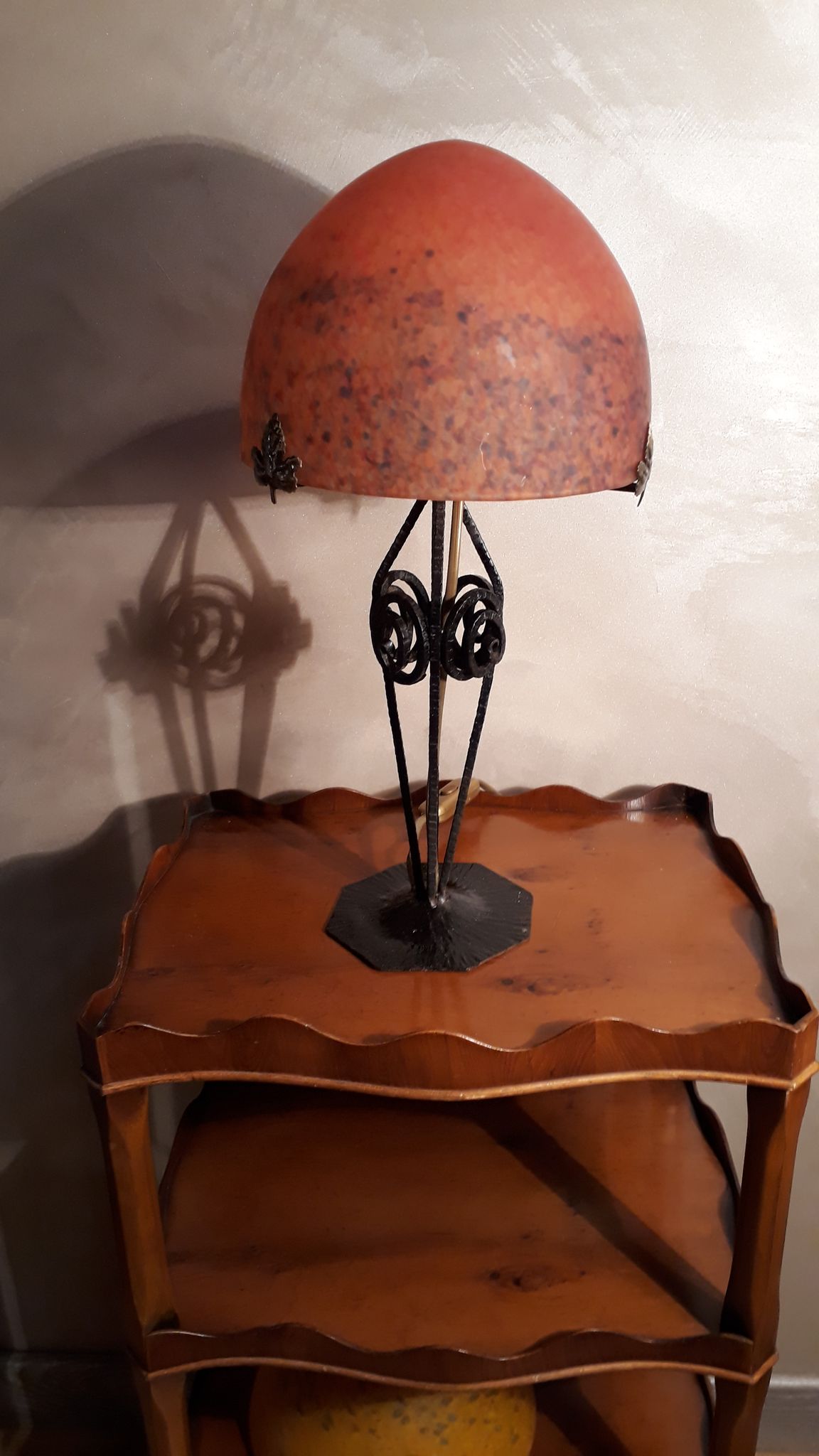 Art Deco lamp glass paste, Muller Freres Luneville
