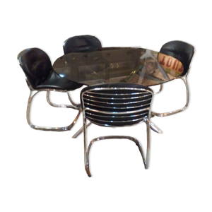 Table et fauteuils chromé