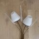 Mid-Century French Brass Sconces • Bullrush Design • Opaque Glass Shades
