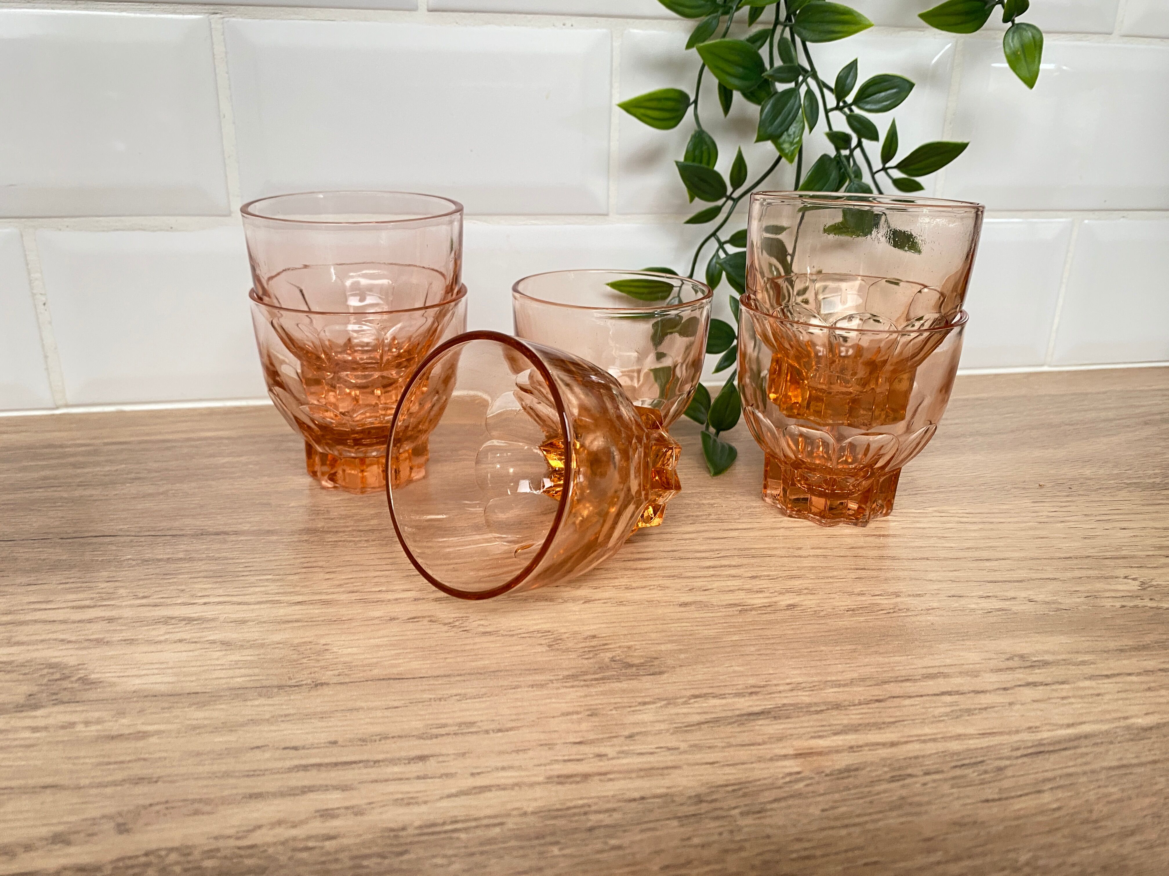 Set de 6 verres vintage Luminarc étoile rose