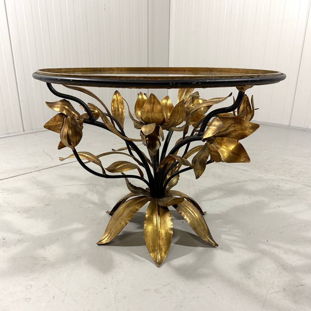 Hans Kögl gilded metal and glass coffee / side table