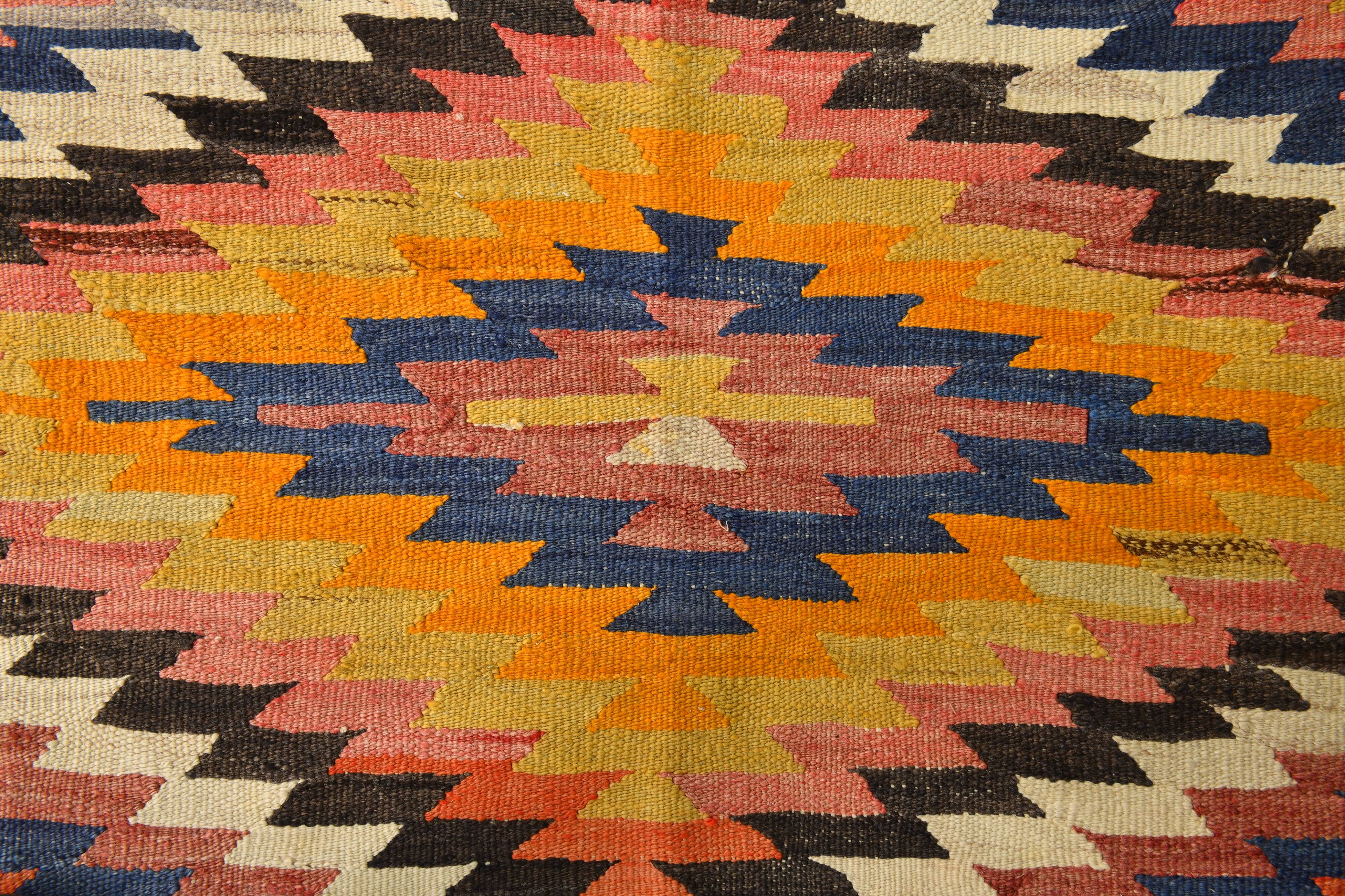 5x6 Turkish Hand Woven Multicolor Kilim Carpet Rug, 160x190 Cm