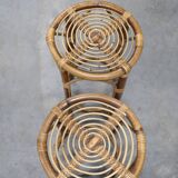 2 vintage rattan bar stools 60s