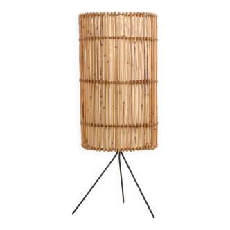 Lampadaire en bambou et rotin