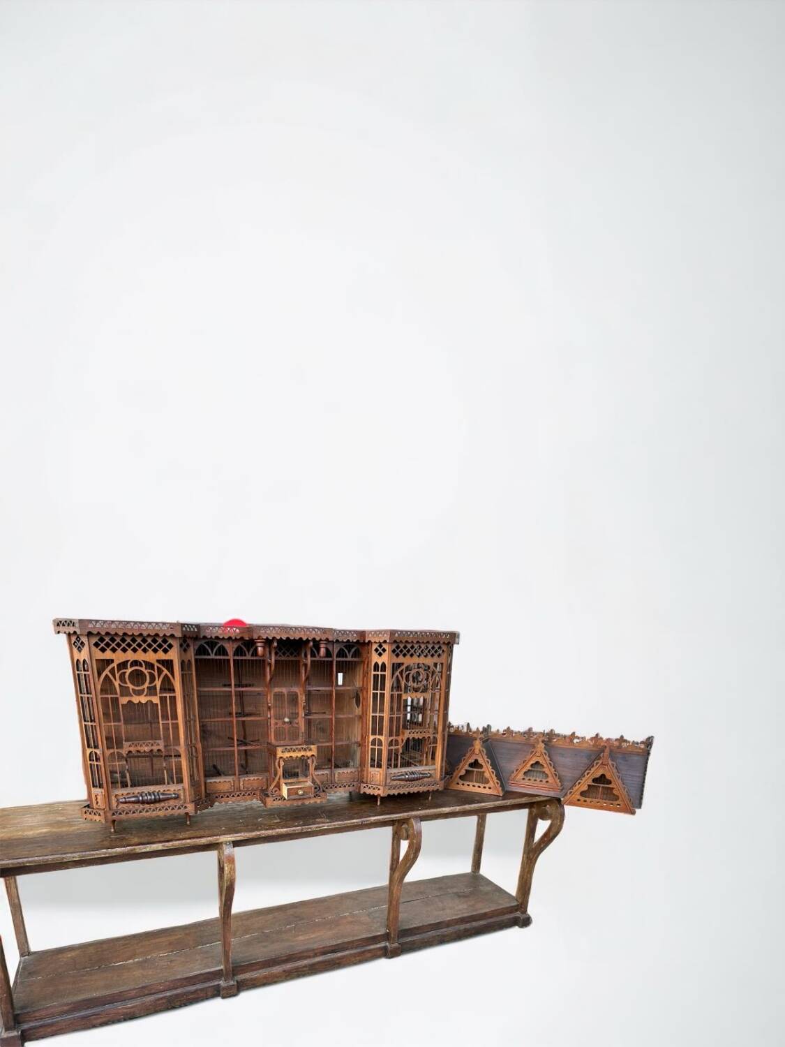 Important bird cage - aviary representing a house early 20th century l 158 cm