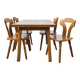 Vintage dining set - blond oak 1970s - extendable table and 4 chairs