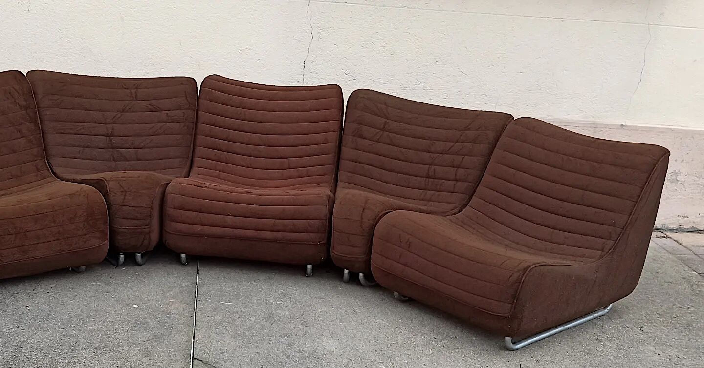 Ensemble de 5 chauffeuses marron Carl-Henrik Spak années 70