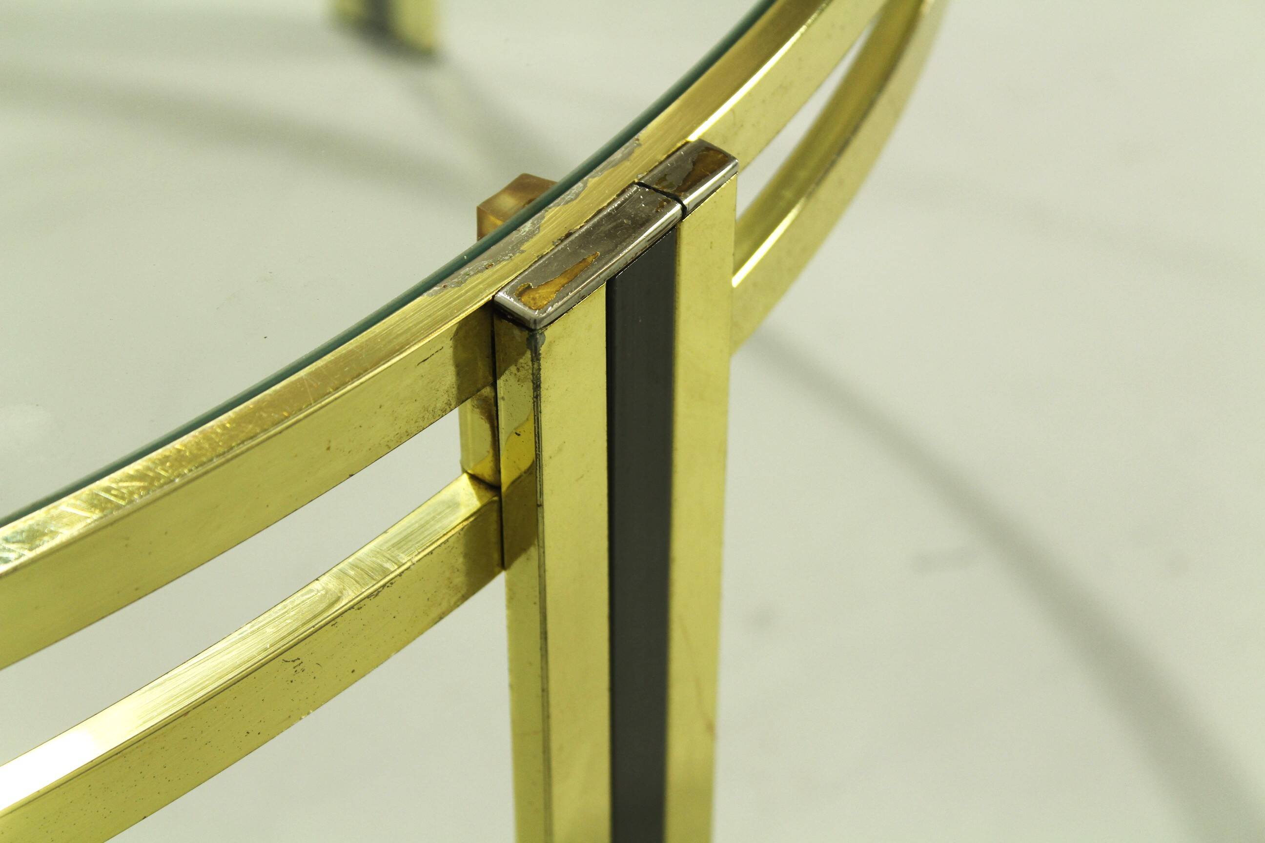 Vintage Round Brass Coffee Table, 1980s