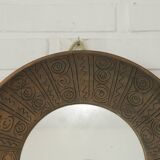 Miroir mural vintage unique, miroir décoratif en céramique fait main, Yougoslavie, années 70