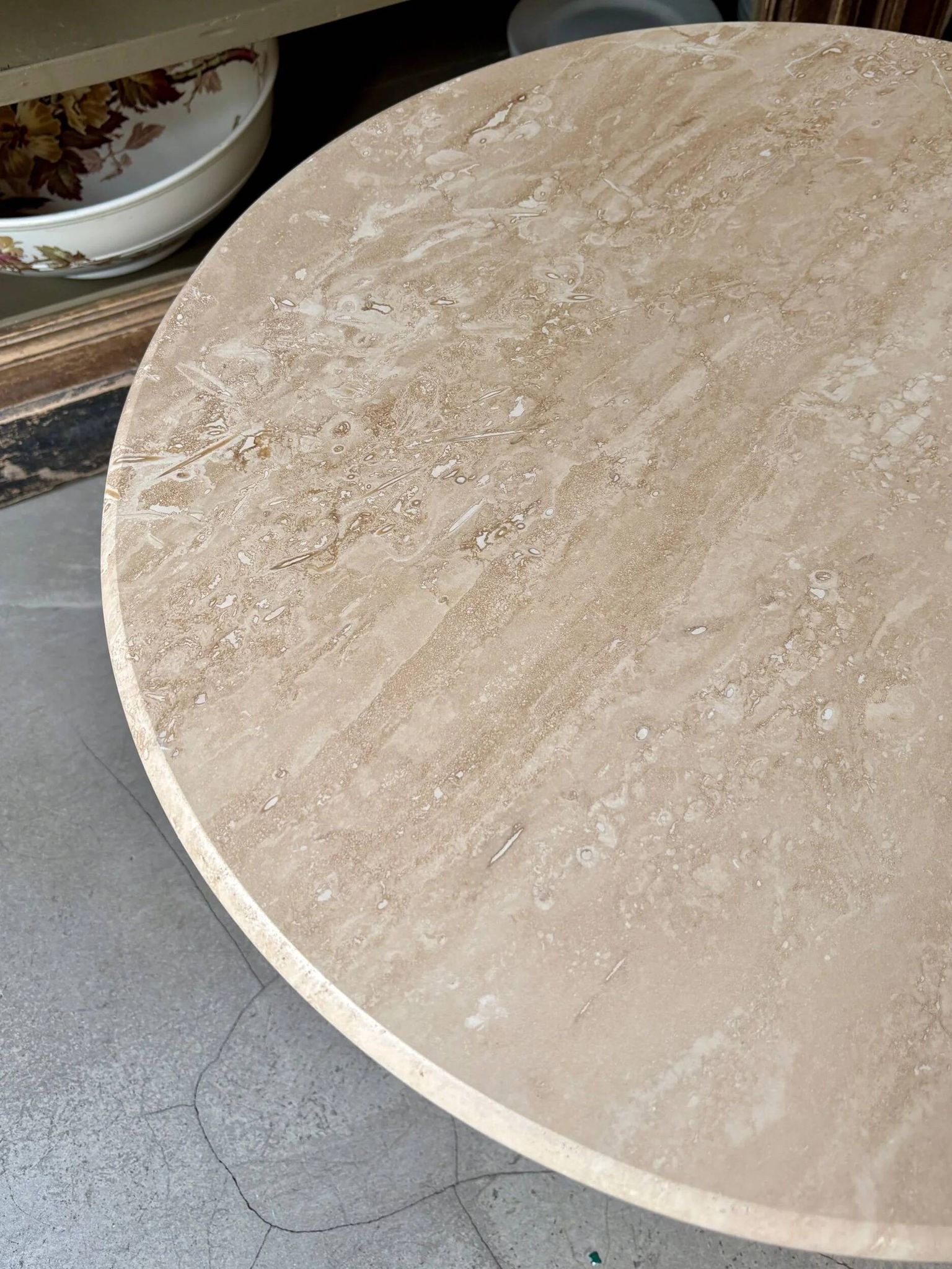 Table d'appoint, basse ronde en travertin ⌀ 61 cm