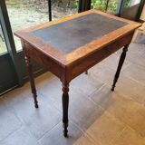 Side table with drawer and leather top