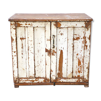 Burmese teak cupboard with original ecru patina