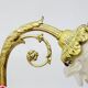 2 19th Century Gilt Bronze Wall Sconces with Molded Glass Globes in the Shape of