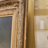 Tableau Portrait Huile sur Toile d'une Femme Encadré 19ème signé