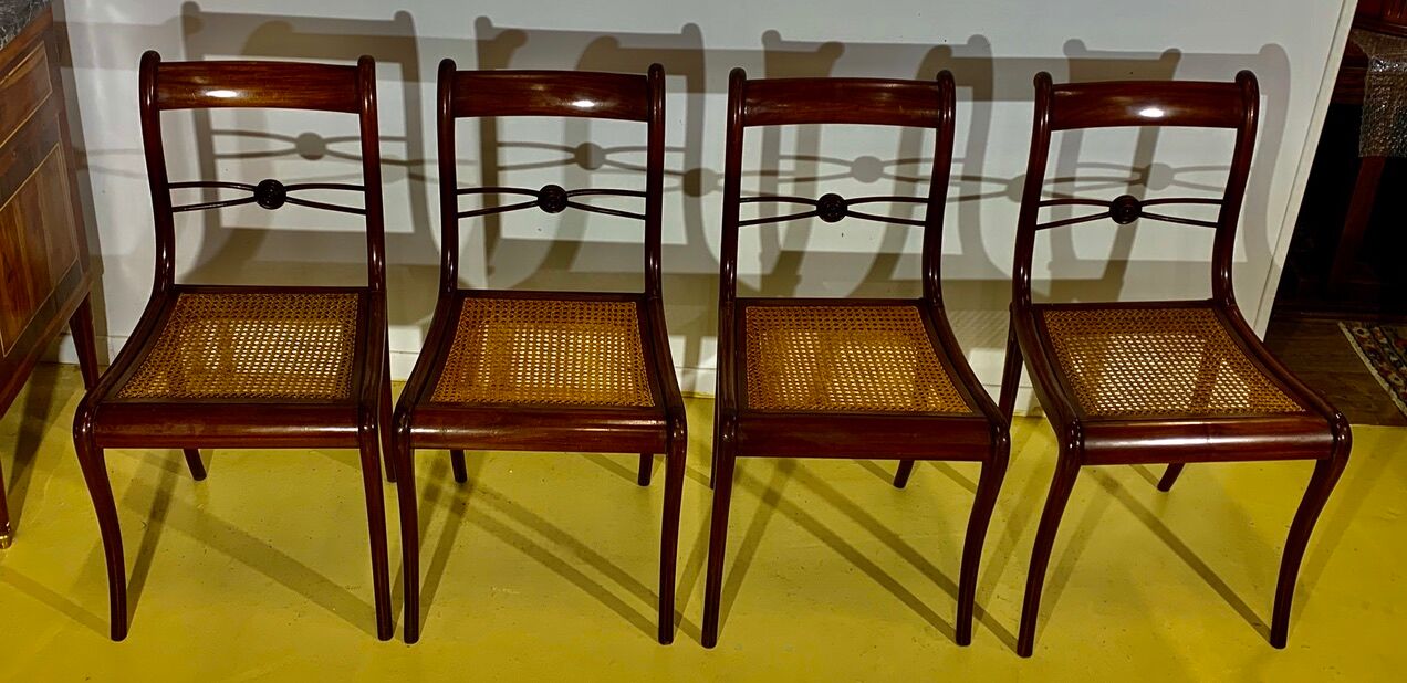 4 chaises style directoire en acajou massif
