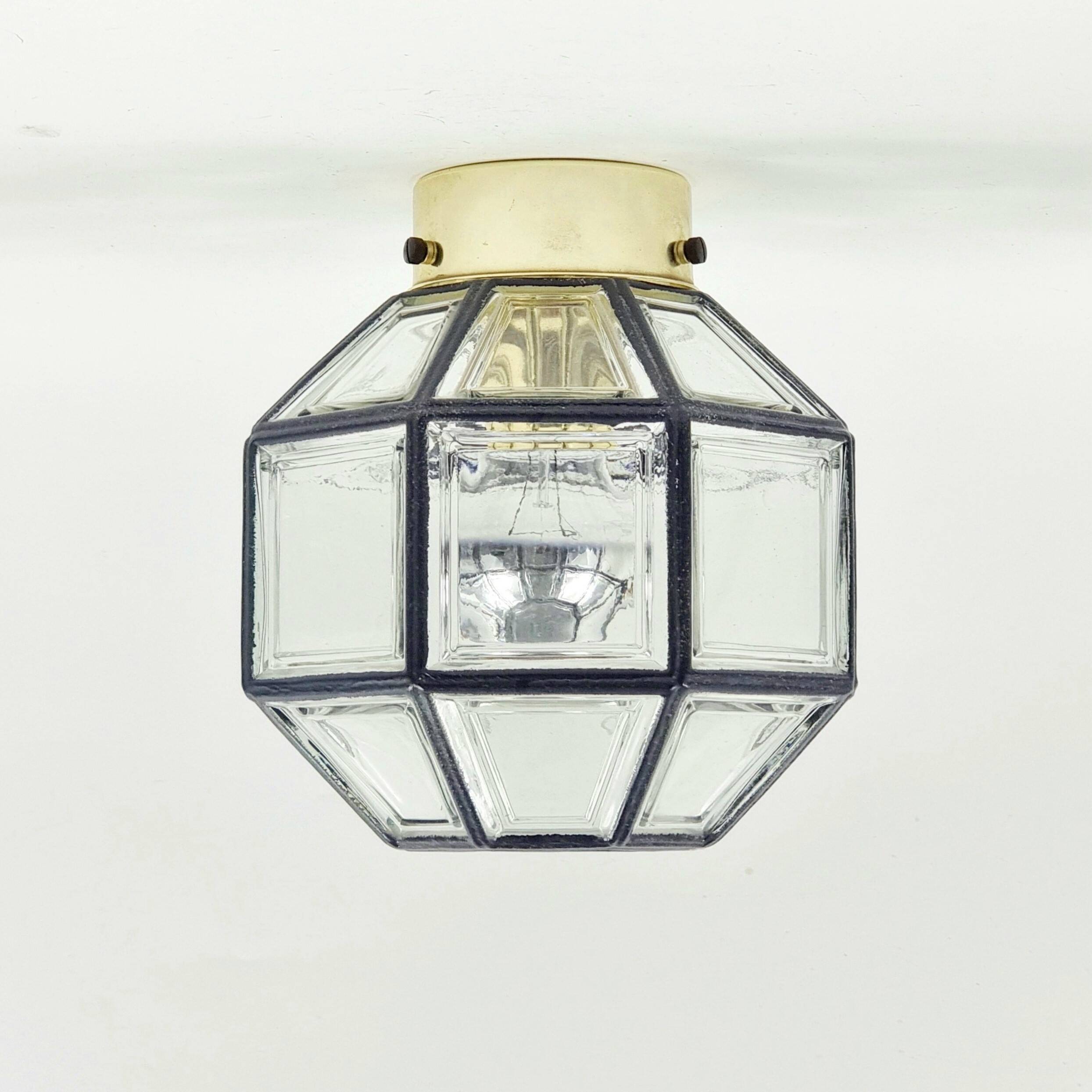 Plafonnier en verre du milieu du siècle, Limbourg, Allemagne, années 1960