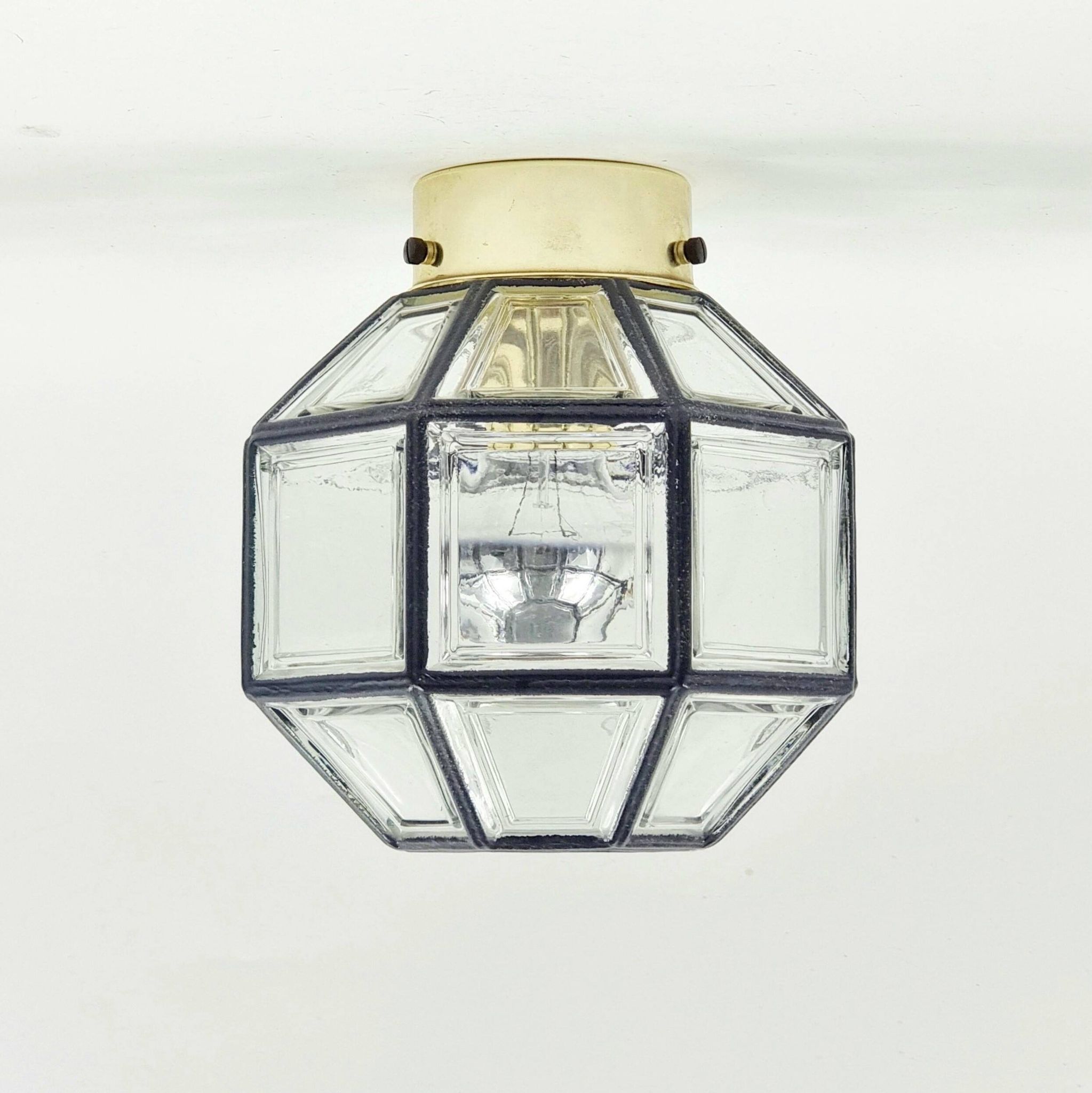 Mid-Century Glass Ceiling Light from Limburg, Germany, 1960s