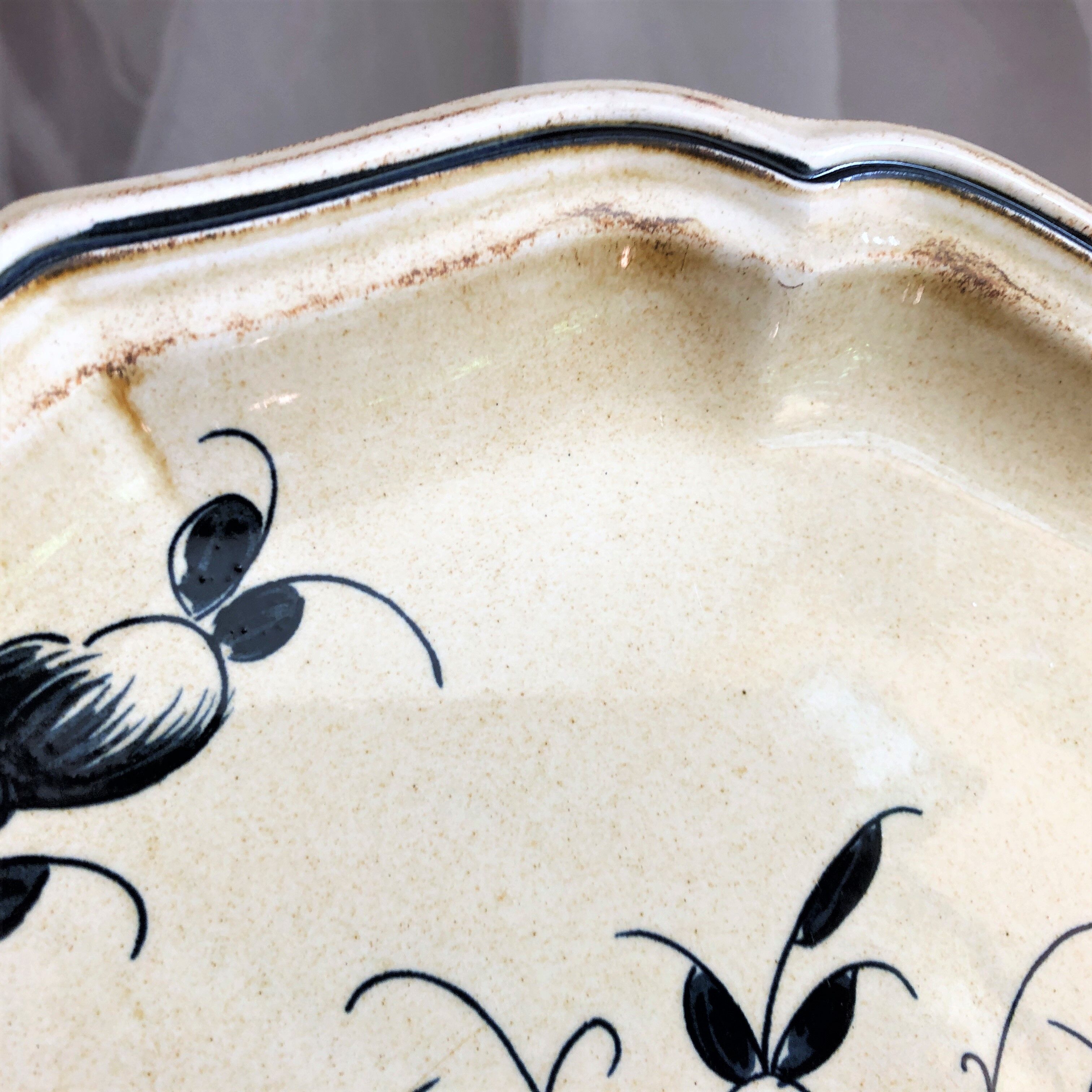 Decorative plate earthenware from Salins France decoration Basket