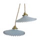Pair of white opaline suspensions and serrate edges