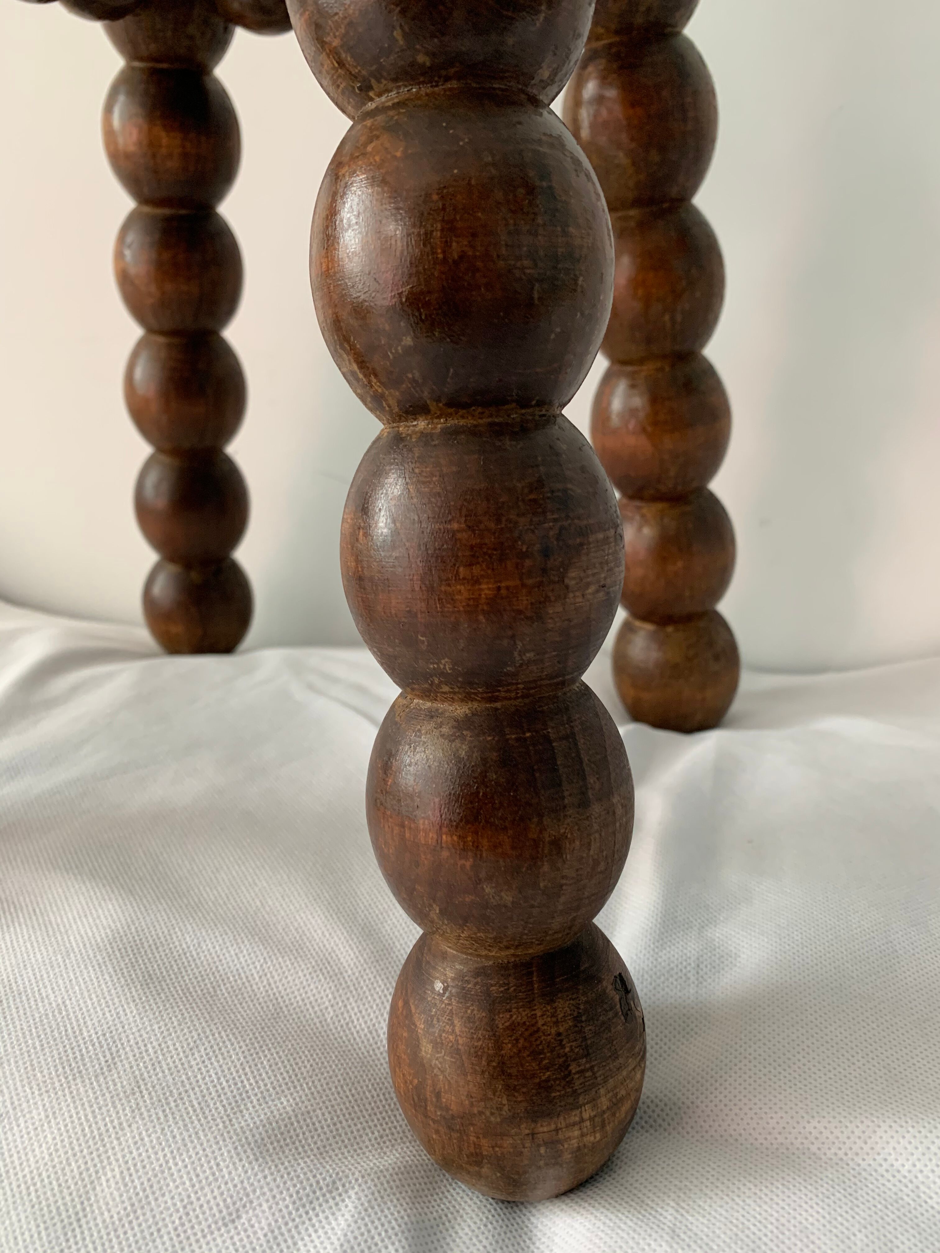 French turned wood stool 1950