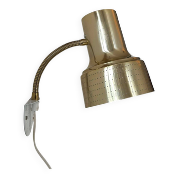 Vintage adjustable wall lamp, perforated brass, Carl Thore Suede 1960