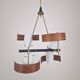 Italian Brass, Teak and Opaline Glass Chandelier by Stilnovo, 1960's