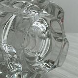 Rectangular crystal vase in thick glass, bouquet vase.