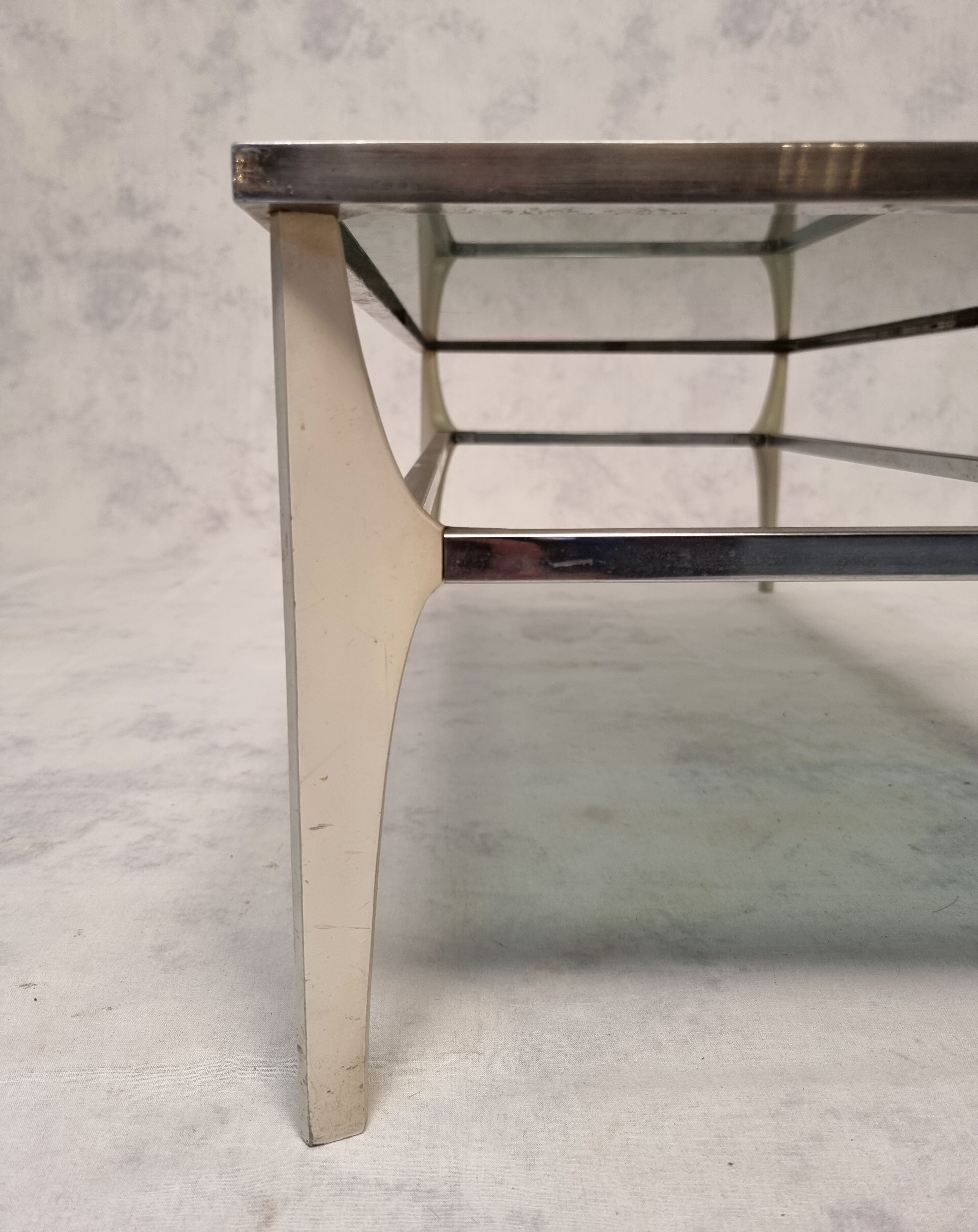 Italian coffee table metal & smoked glass ca 1970