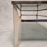 Italian coffee table metal & smoked glass ca 1970