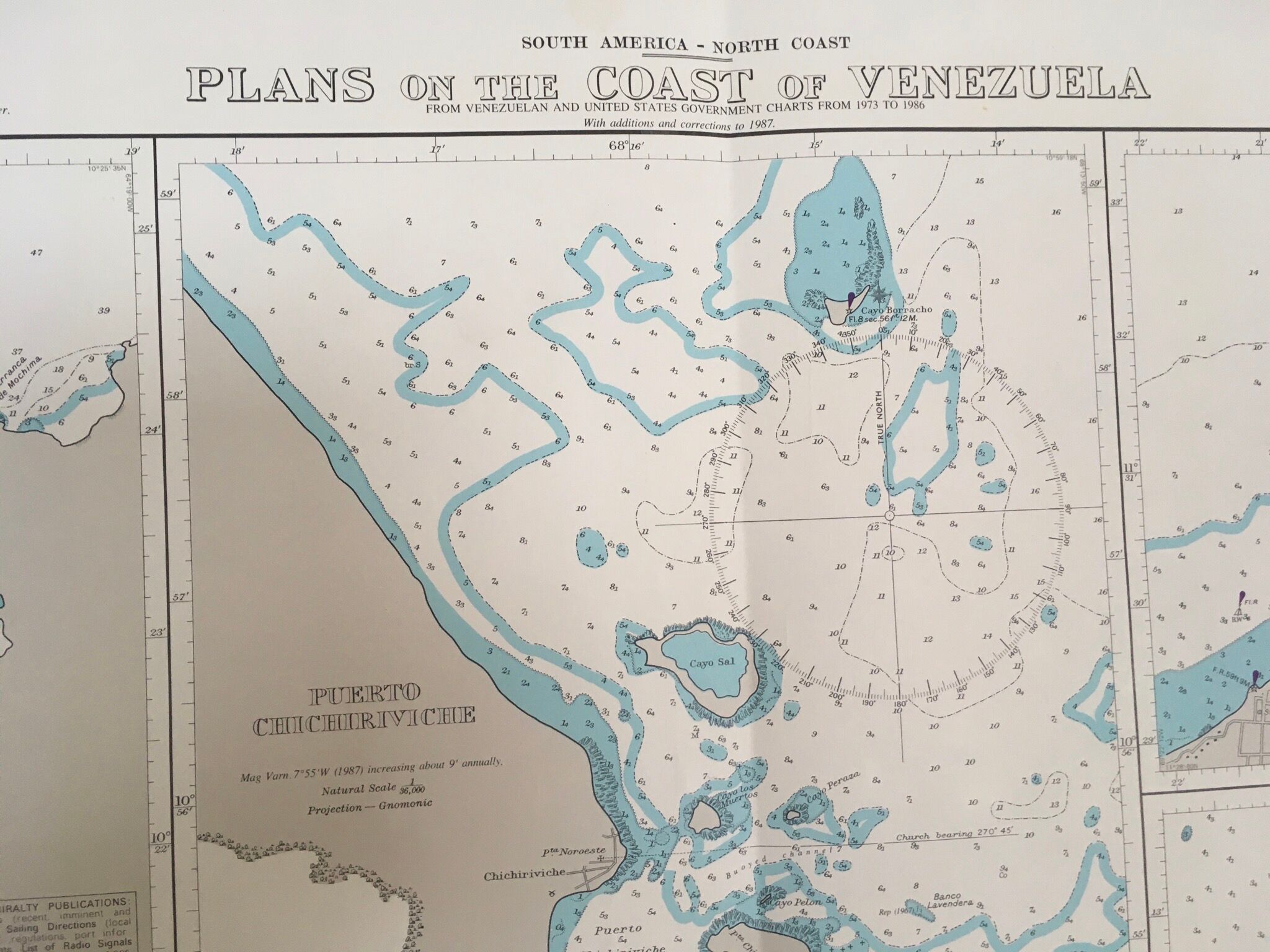 Ancient marine map of Venezuela