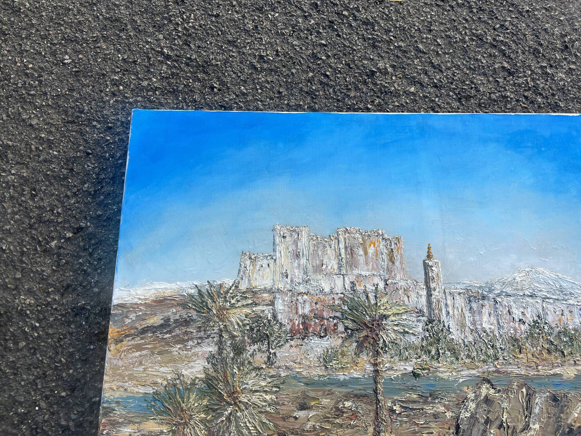 Orientalist painting – Kasbah between Ouarzazate and Zagora – Oil on canvas